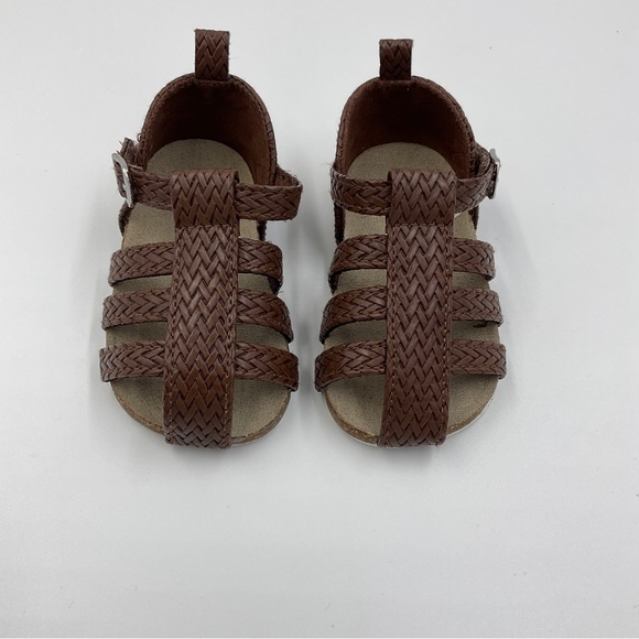 Osh Kosh Baby B’Gosh NWOT Strappy Braided Sandal Faux Leather Brown Classic 2M - Picture 7 of 14